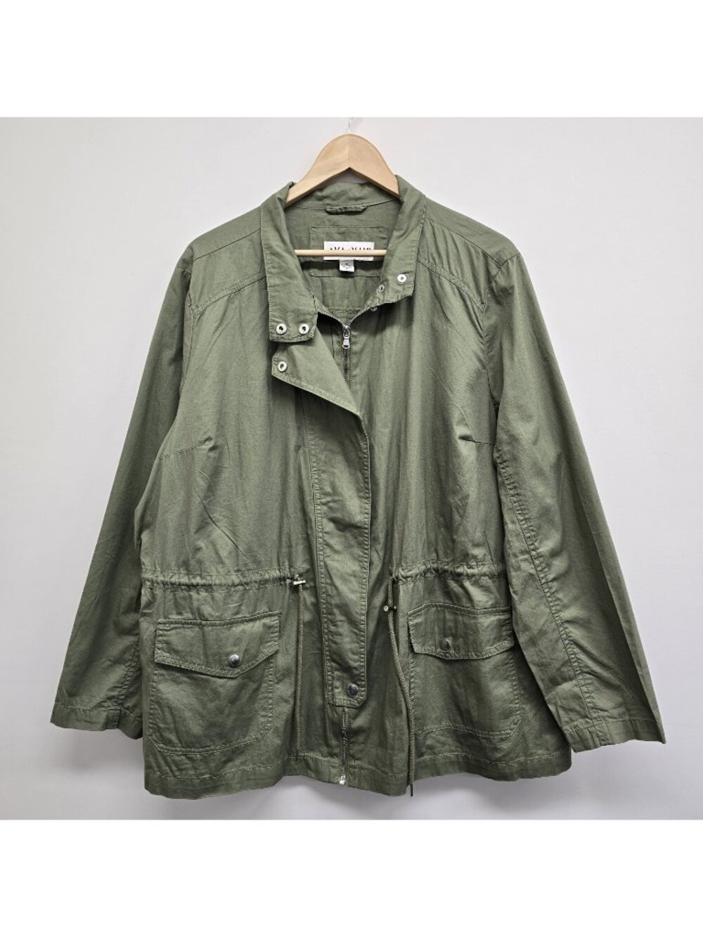 Ava & Viv Utility Jacket Size 3X Army Military Drawstring Layering Olive Green